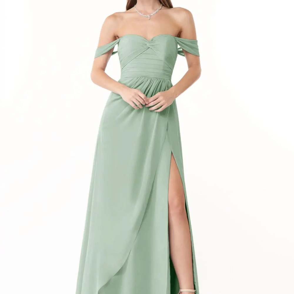 Azazie Strapless Sage Green Dress